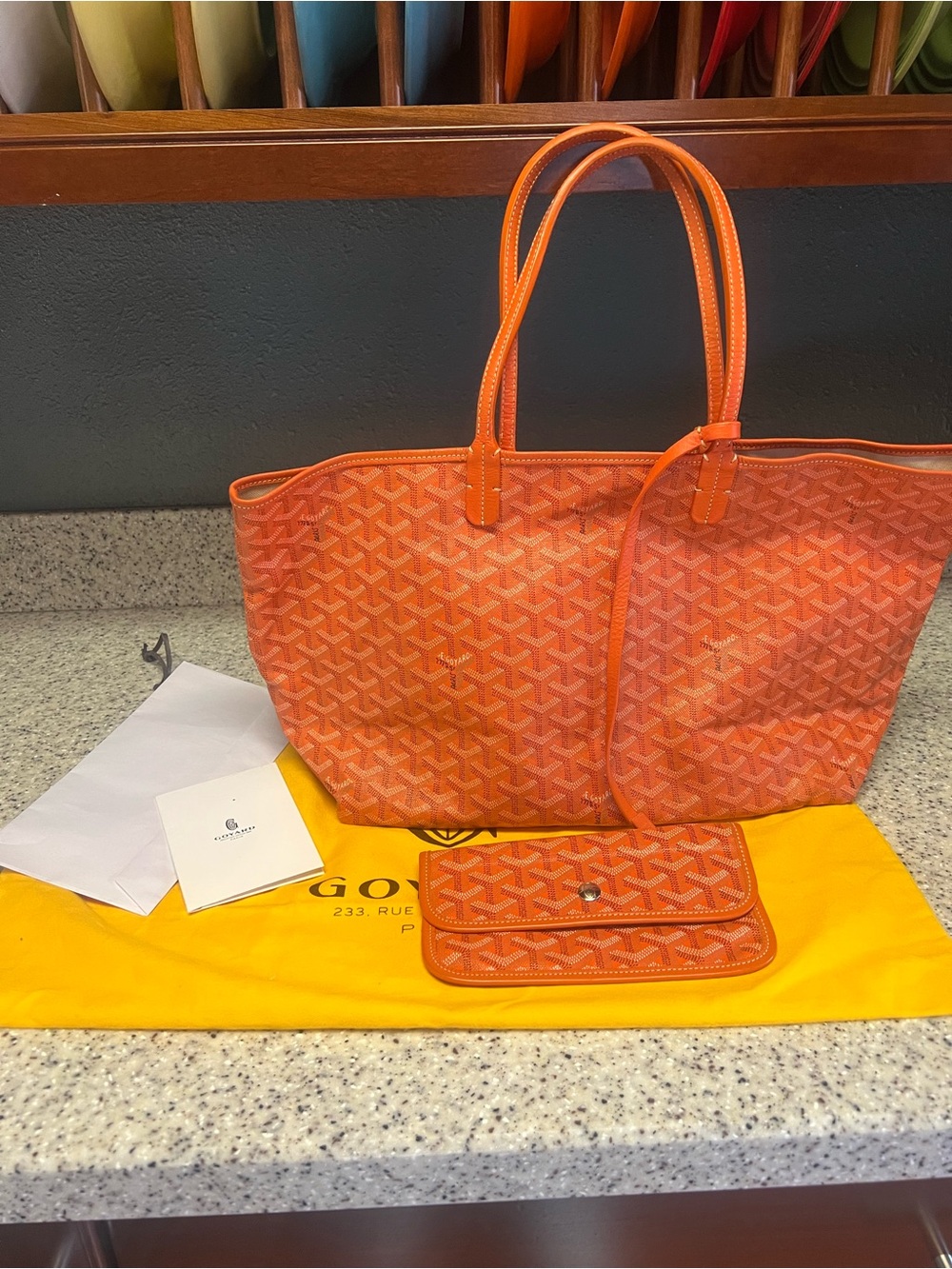 Goyard Orange St. Louis Tote PM with Matching Pouch